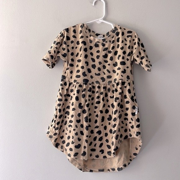 Huxbaby Girls Sz 4 Leopard Print Dress Organic Cotton Designer Retail $50 - Picture 2 of 4
